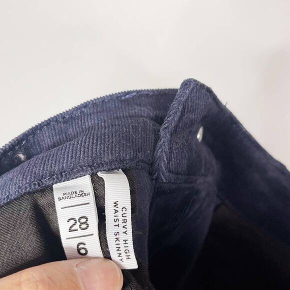 LOFT Size 28 / 6 Navy Blue Curvy Skinny Corduroy Pants High Waist Cotton Modal - Picture 8 of 11